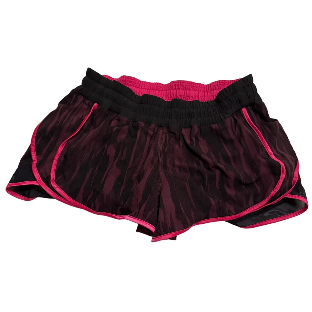 Lululemon Turbo Run Shorts Space Dye/Tiger print hot fuscia lining sz 6 no tag